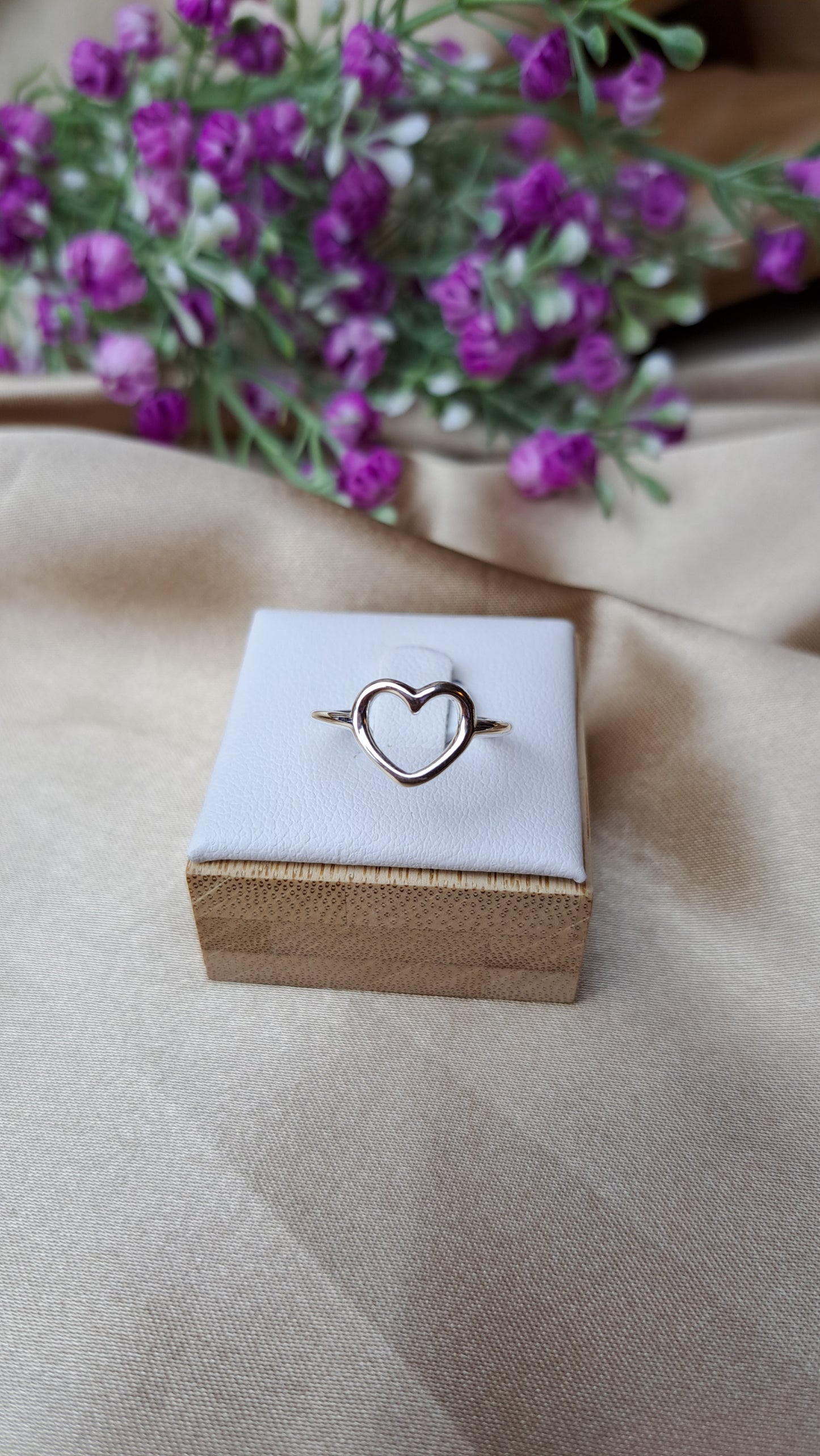 Open Heart sterling silver ring