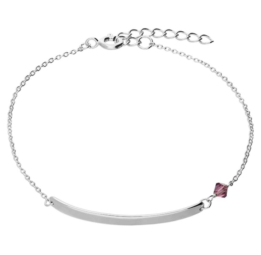 Sterling Silver Bracelet
Birthstone FEBRUARY