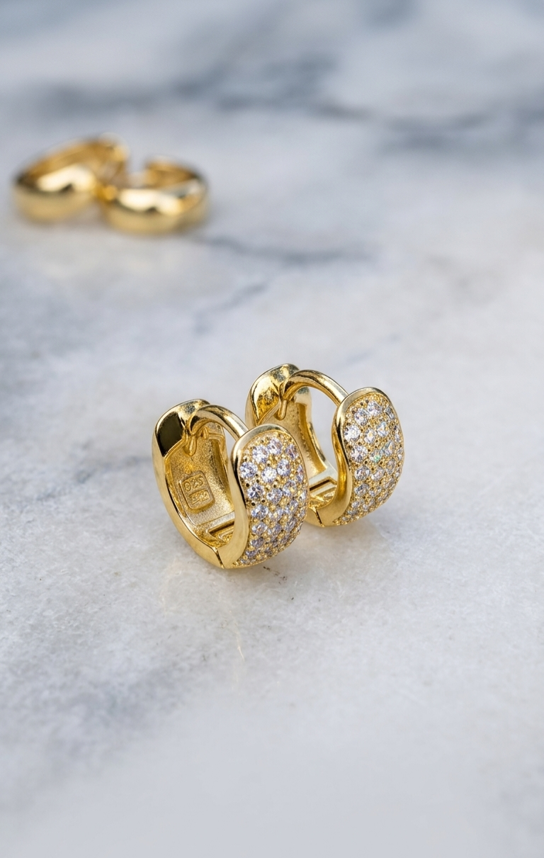 Gold plated sterling silver hoops earrings