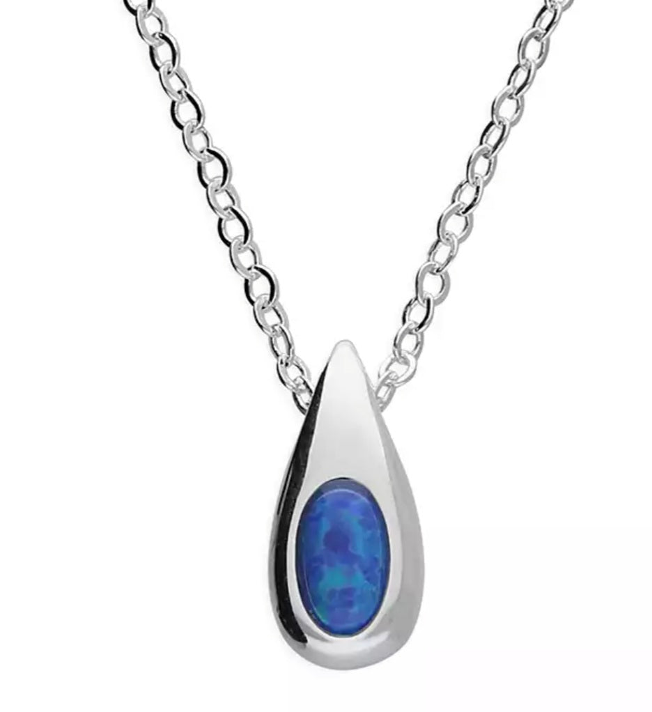 Blue opal abstract teardrop