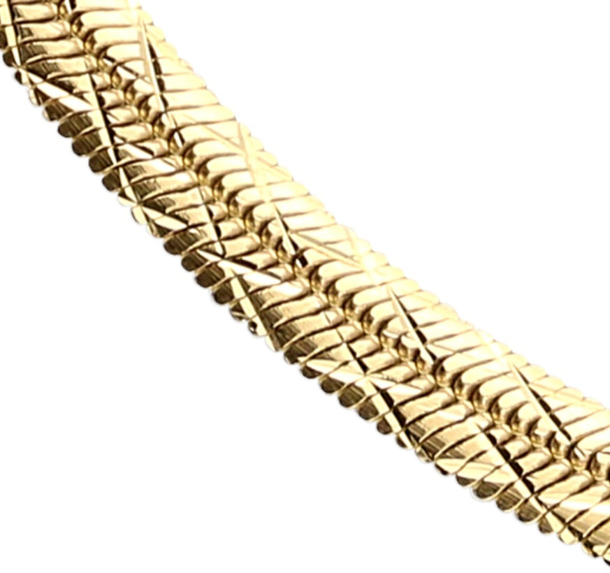 Yellow gold plated diamond cut herringbone