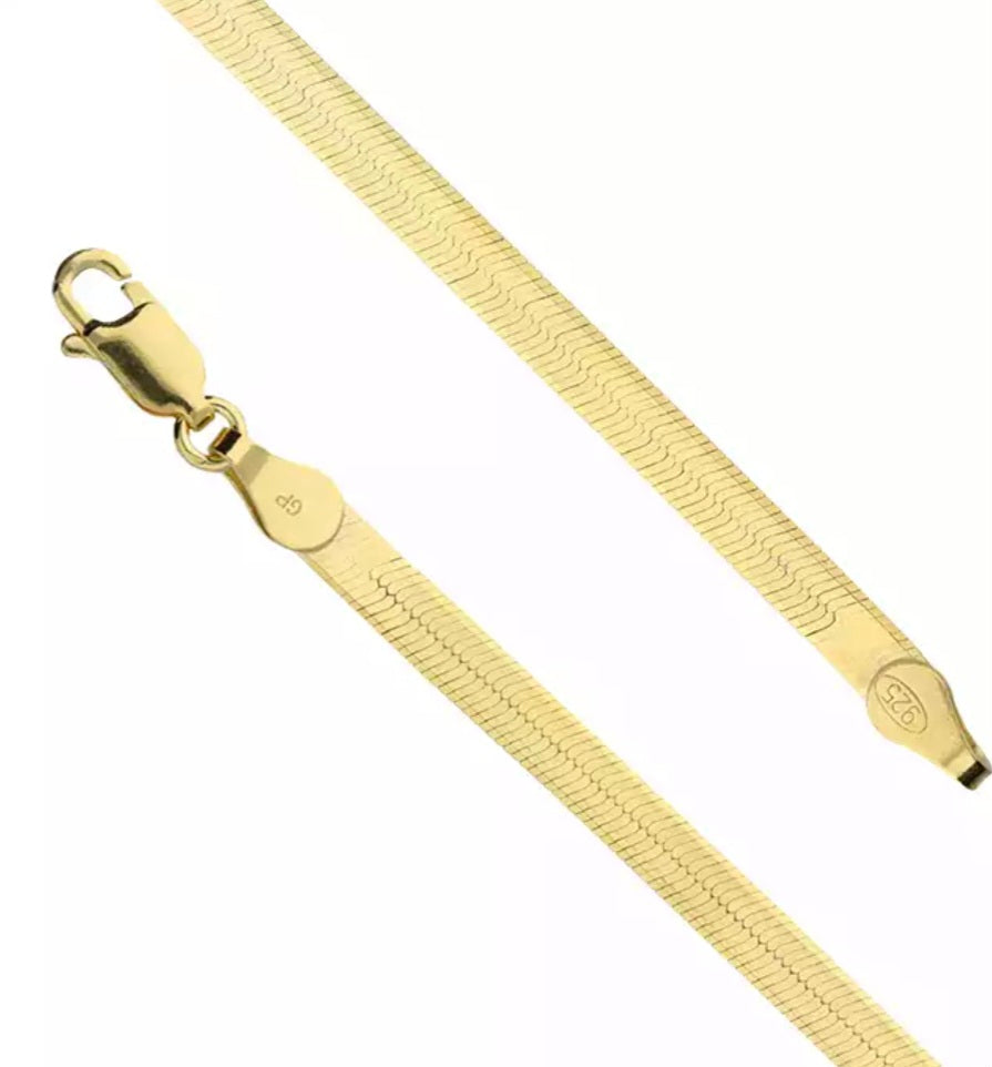 Yellow gold plated diamond cut herringbone