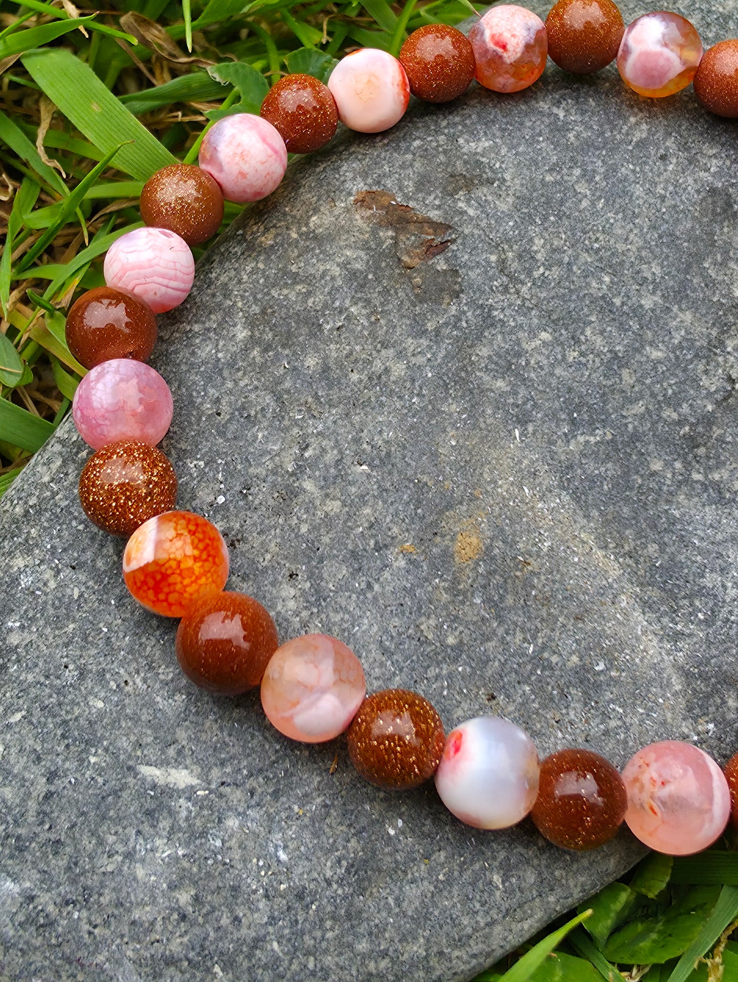 Sunstone and pink agate