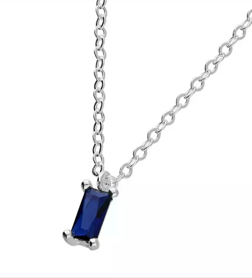Sapphire baguette necklace