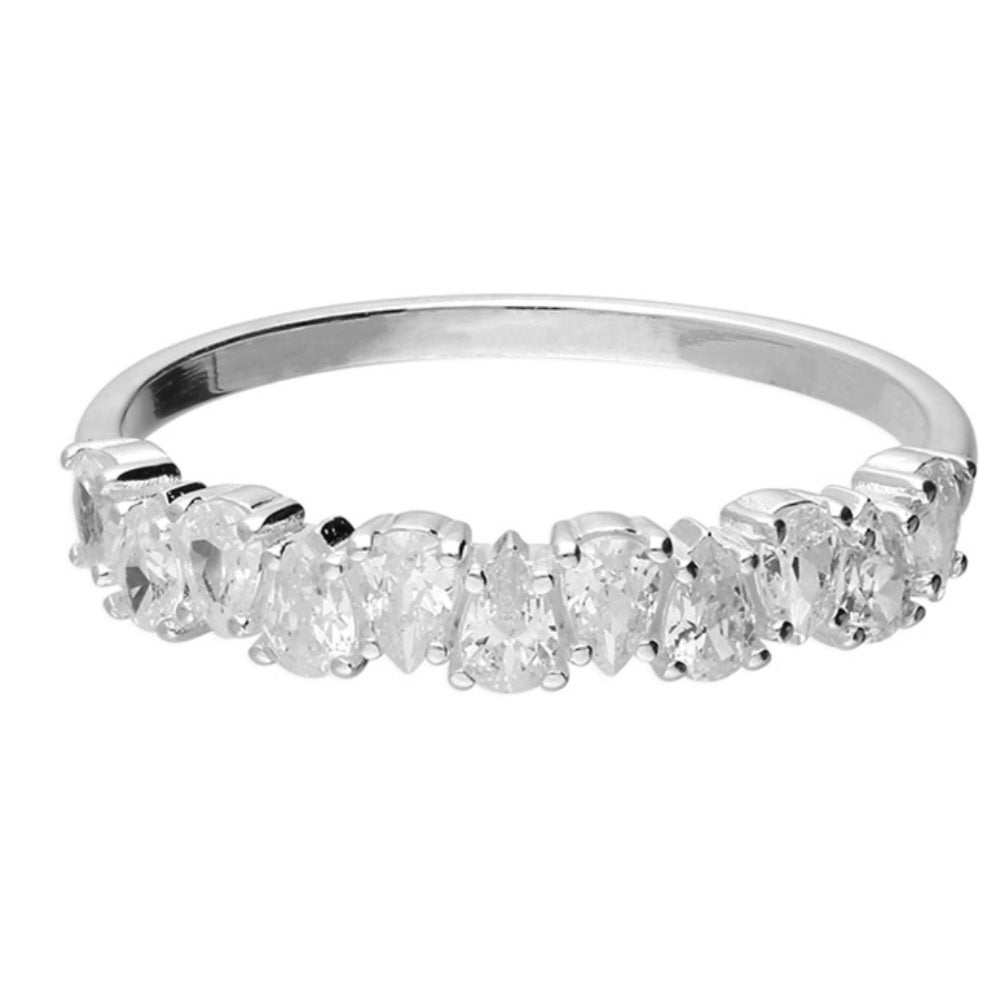 Pretty pear cubic zirconia half eternity