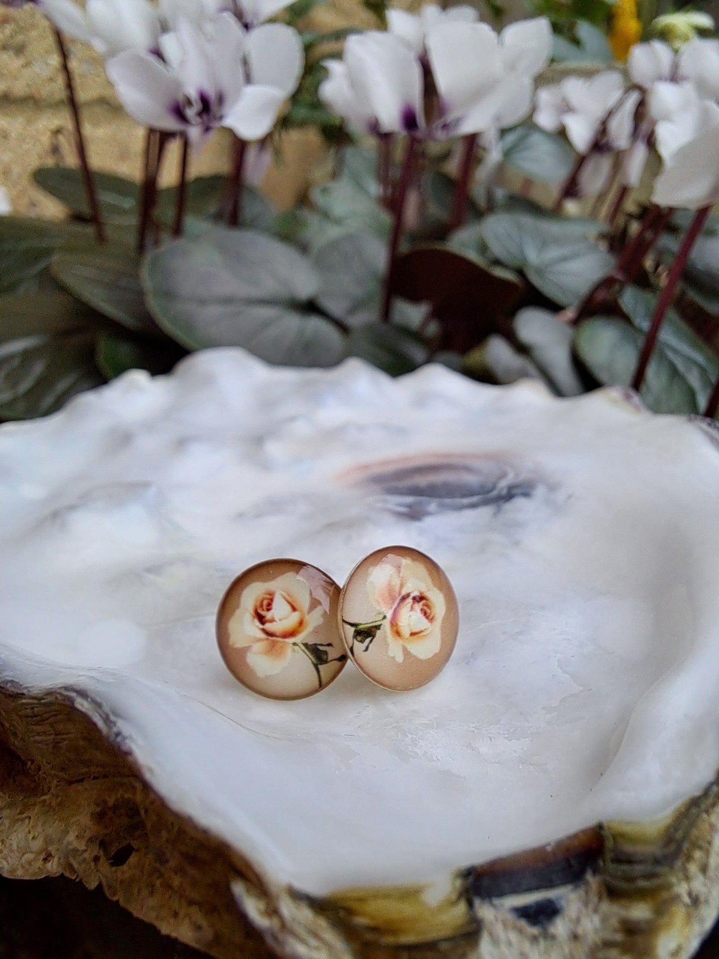 Rose stud earrings
