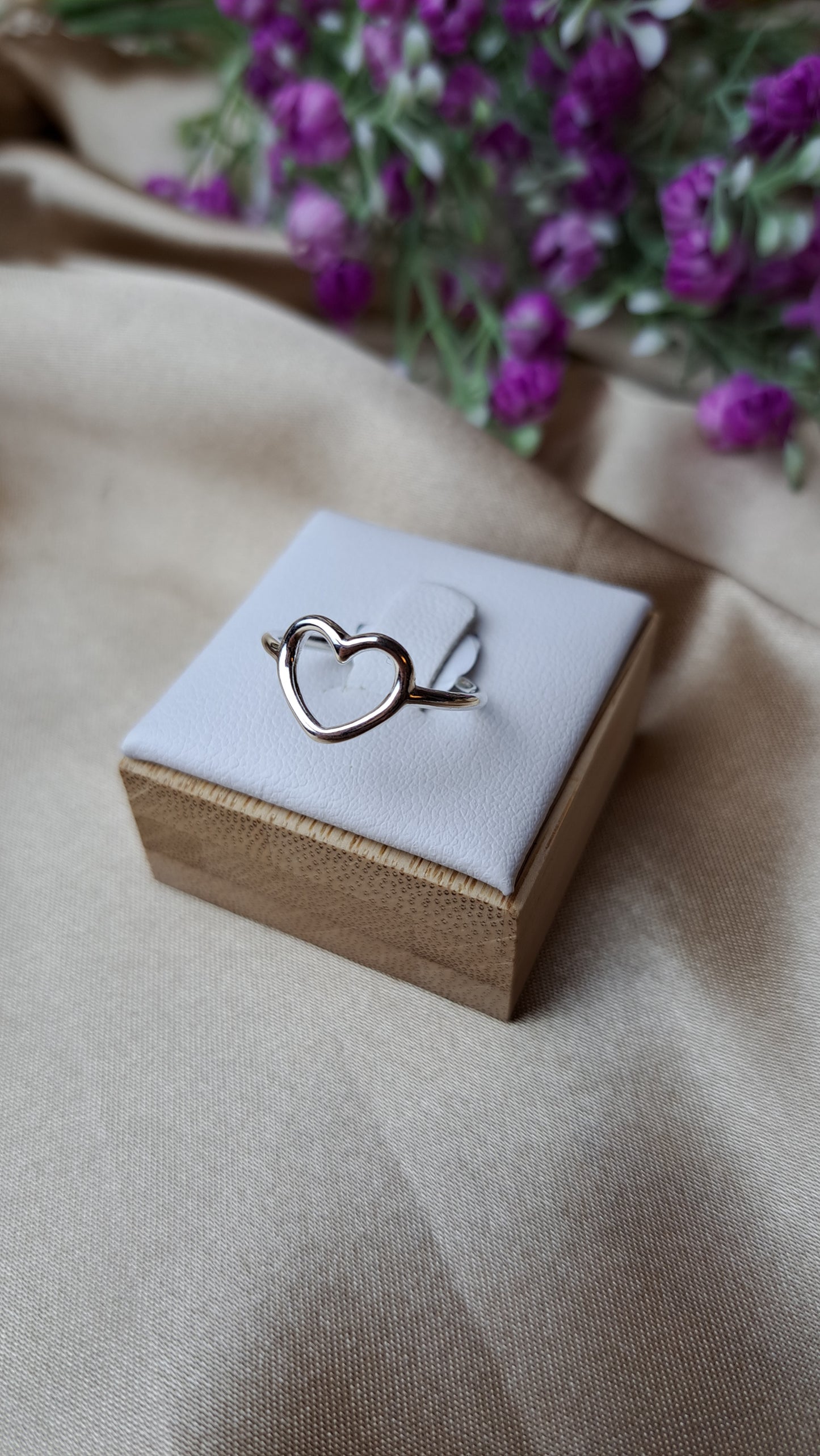 Open Heart sterling silver ring