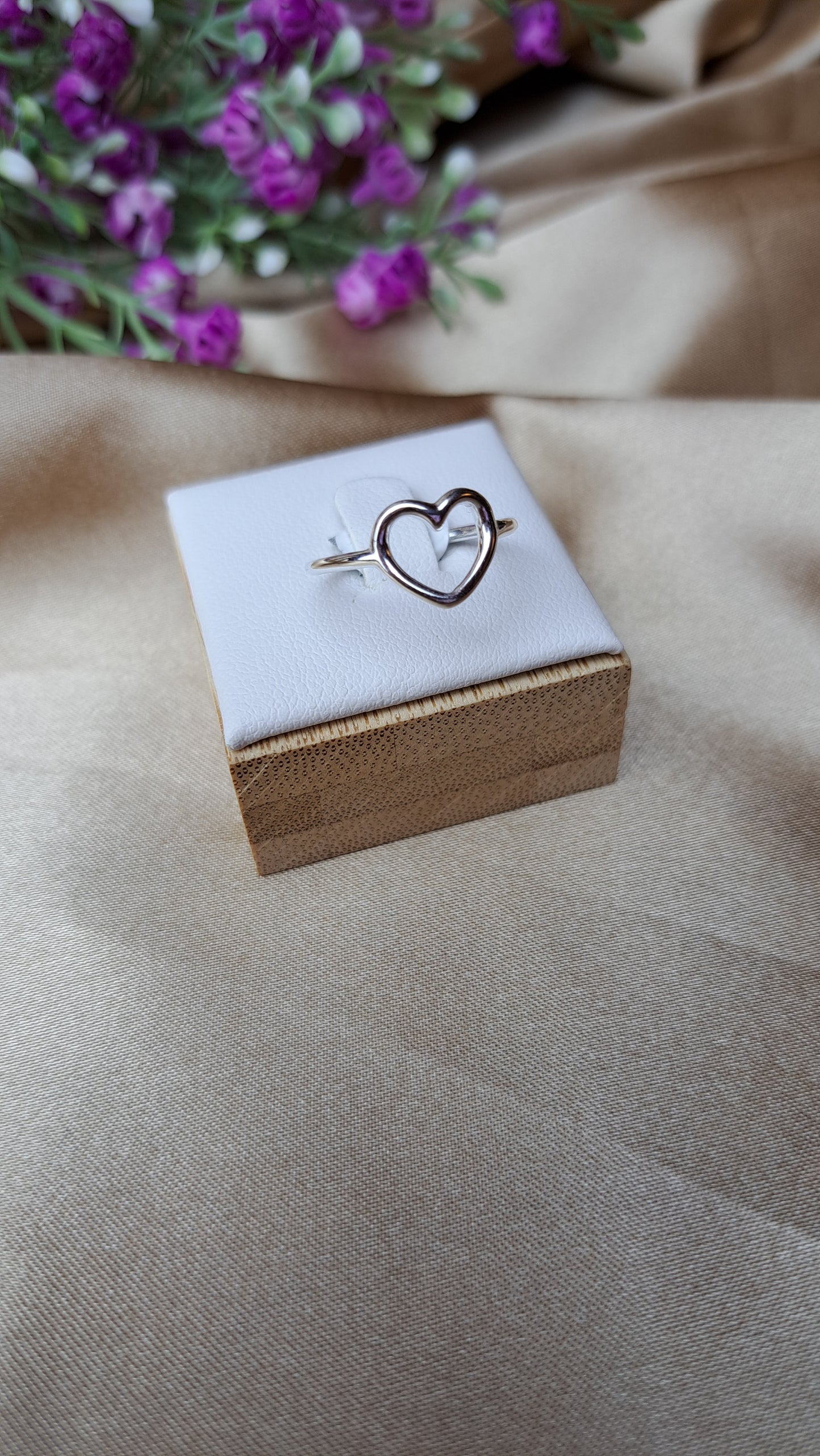 Open Heart sterling silver ring