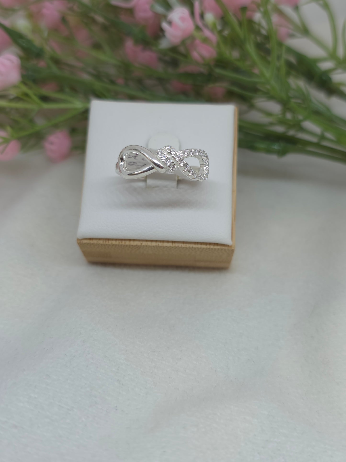 Ribbon sterling silver ring