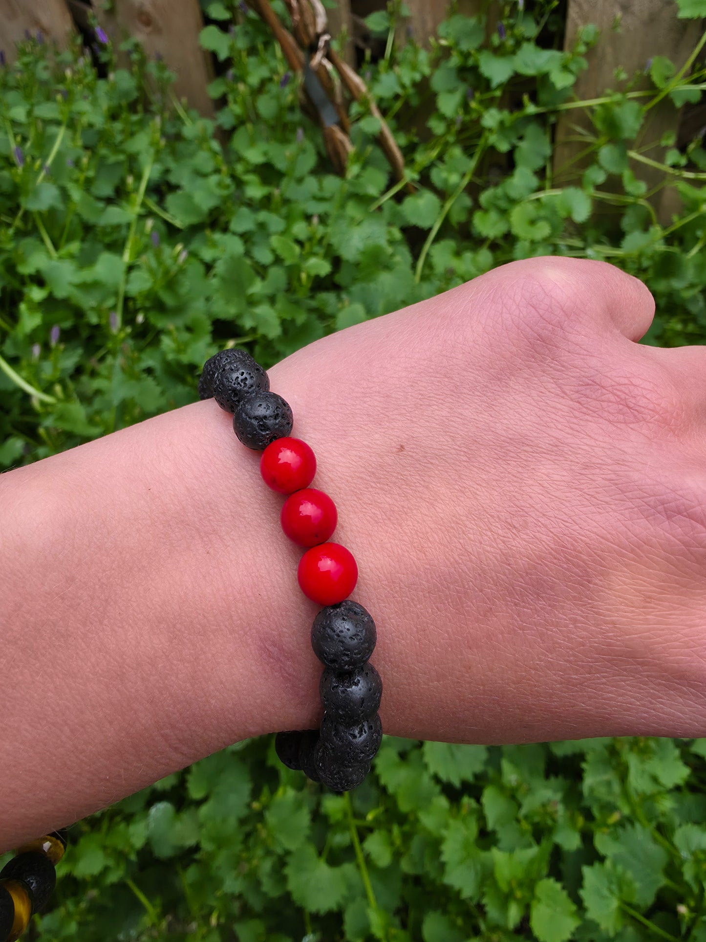 Red coral and lava stone