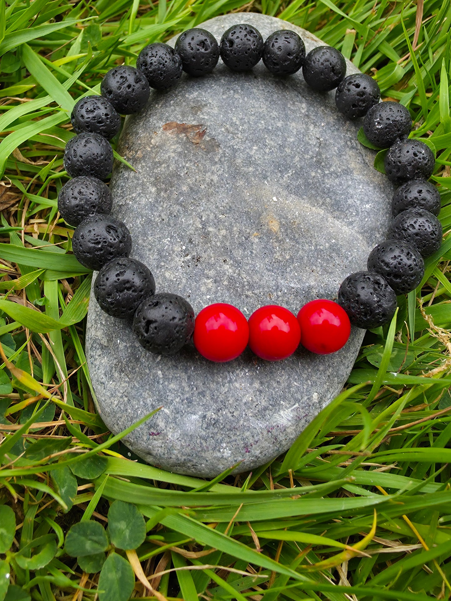 Red coral and lava stone