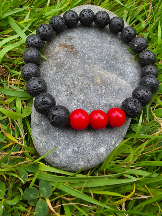 Red coral and lava stone