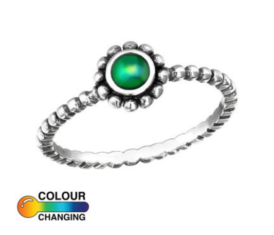 Dots mood stone sterling silver ring