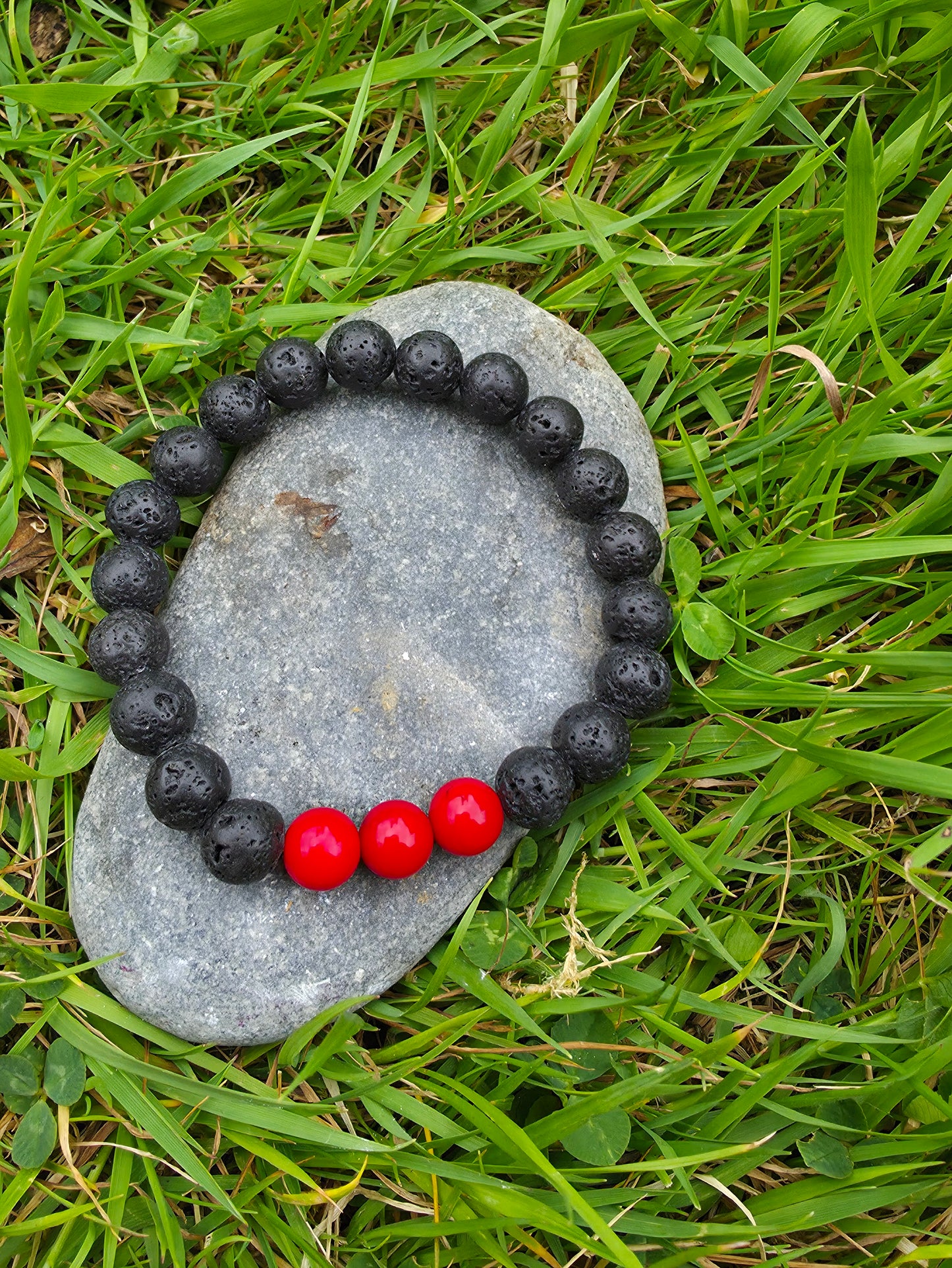 Red coral and lava stone