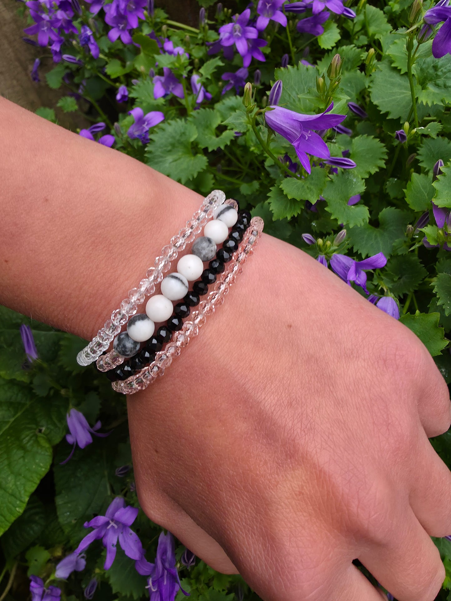 Pink zebra jasper and onyx