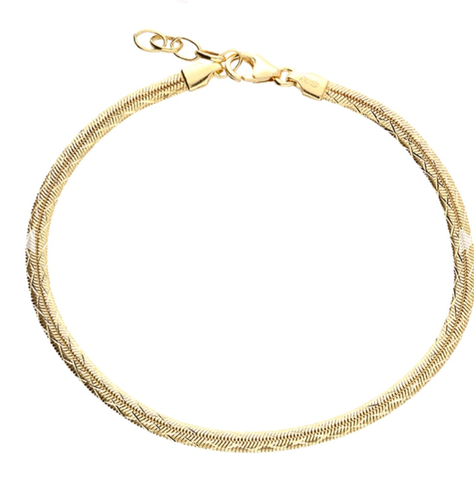 Yellow gold plated diamond cut herringbone