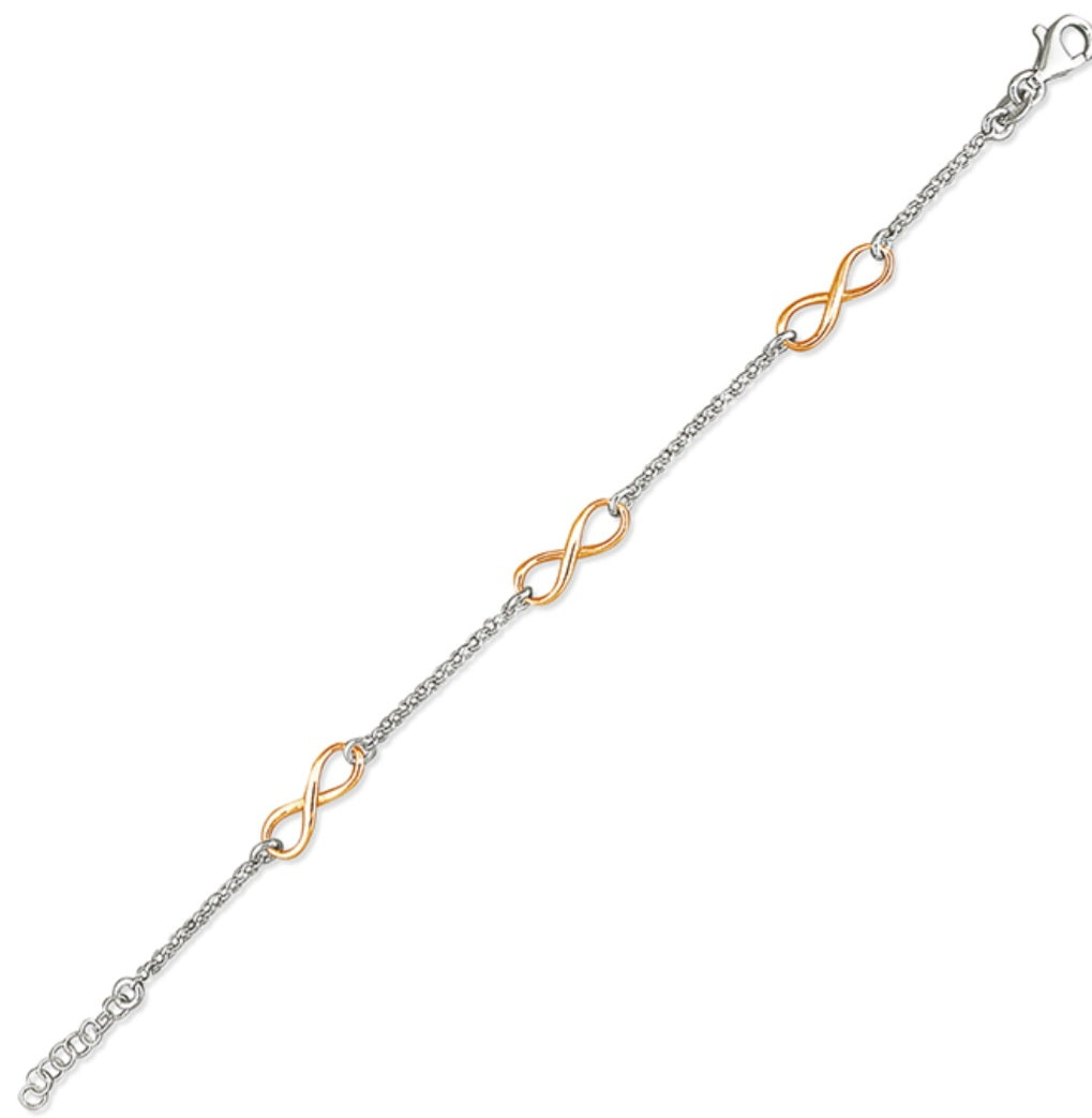 Sterling Silver Bracelet rose gold-plated infinity symbols