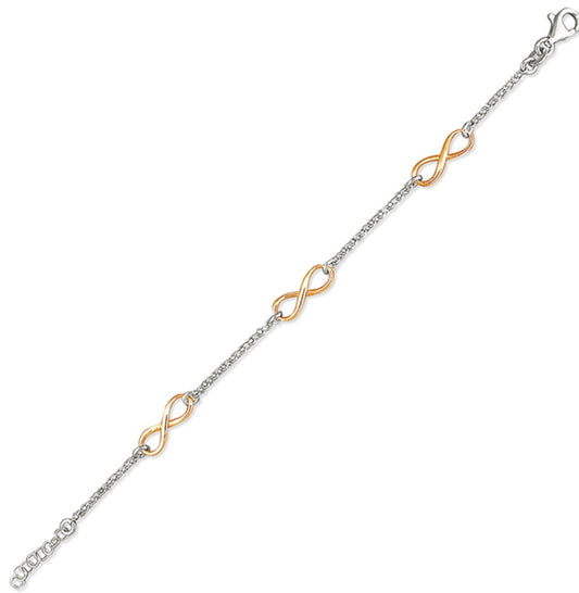 Sterling Silver Bracelet rose gold-plated infinity symbols