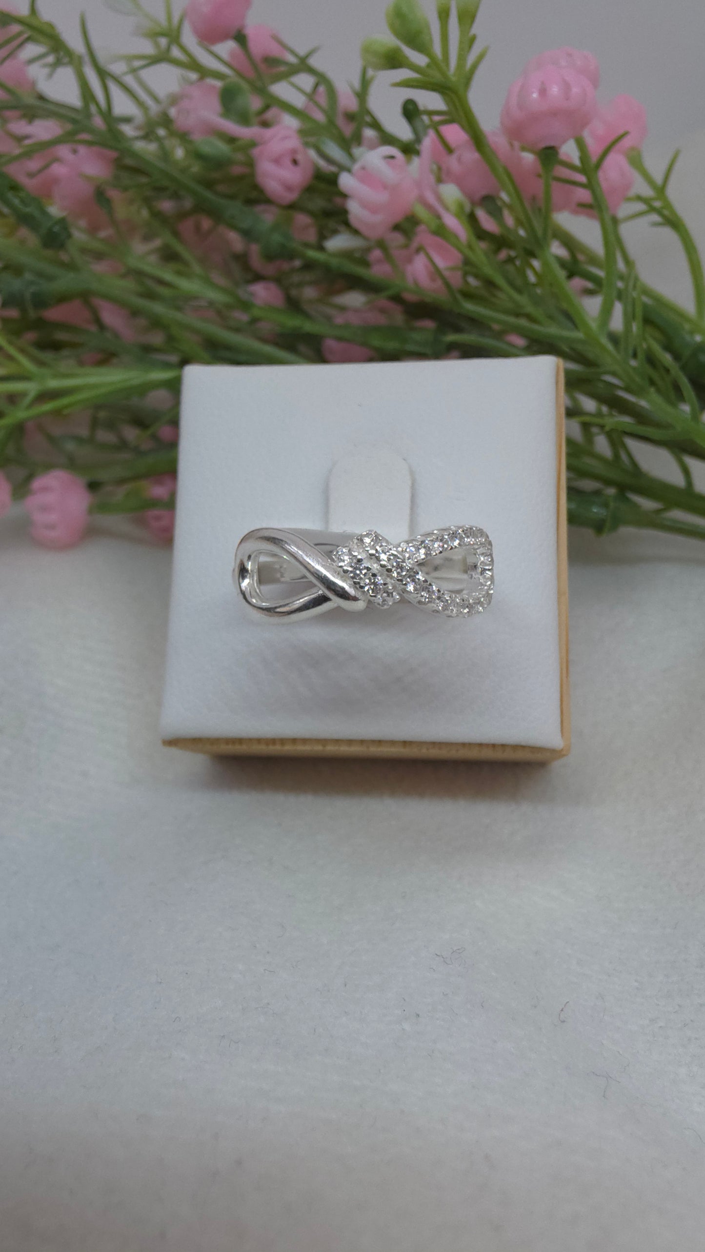 Ribbon sterling silver ring