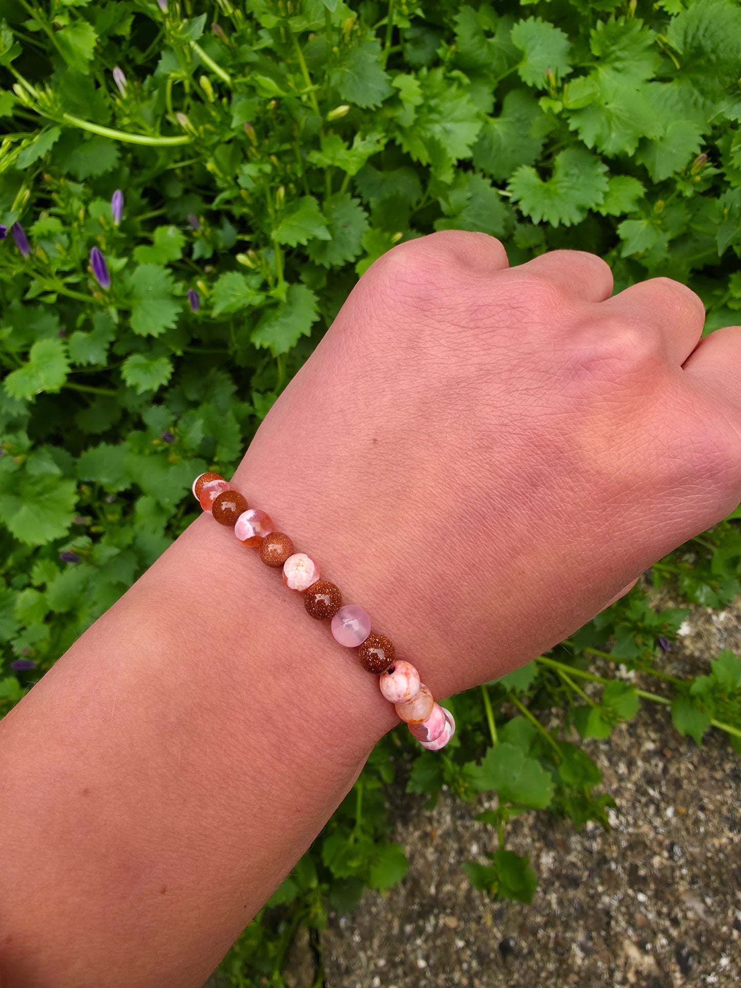 Sunstone and pink agate