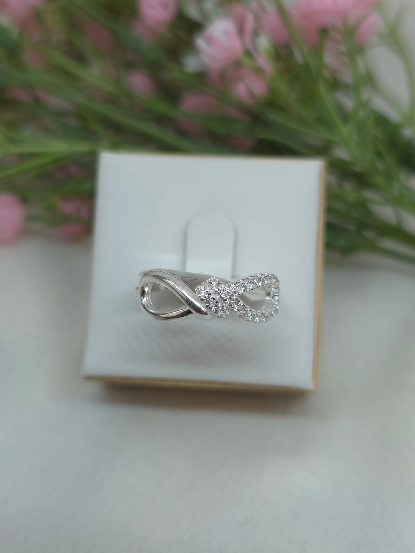 Ribbon sterling silver ring