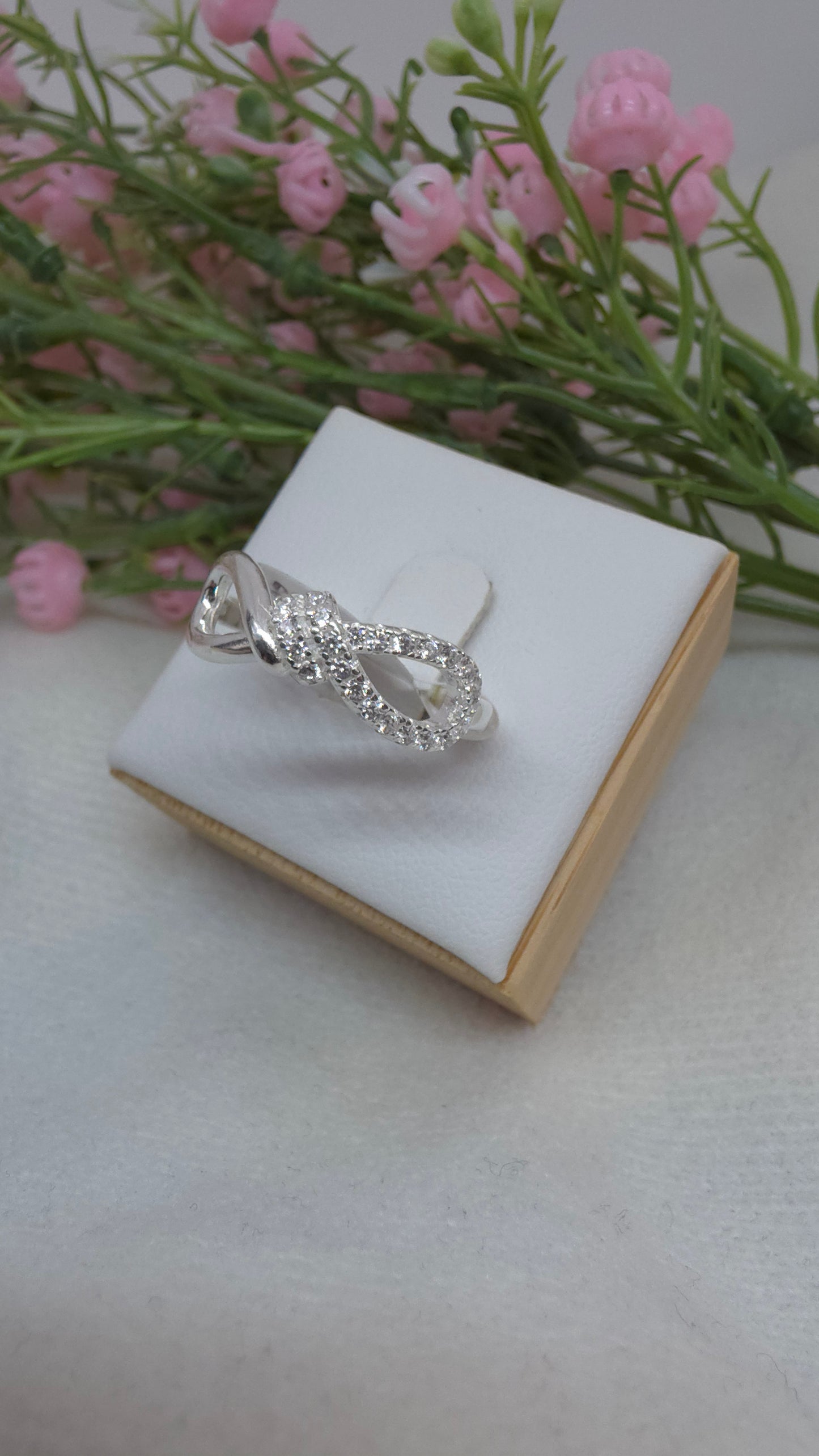 Ribbon sterling silver ring