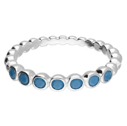 Sterling Silver Synthetic Turquoise Stacker Ring