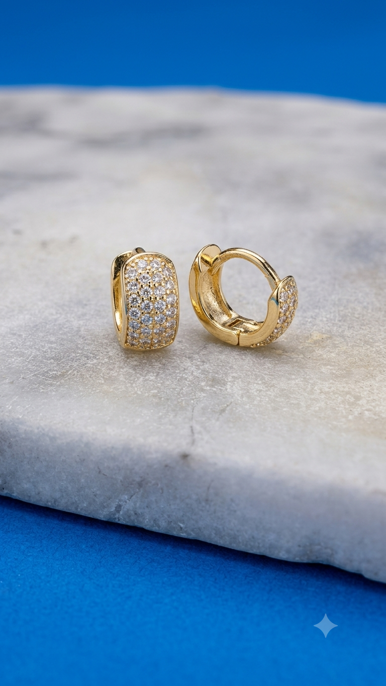 Gold plated sterling silver hoops earrings
