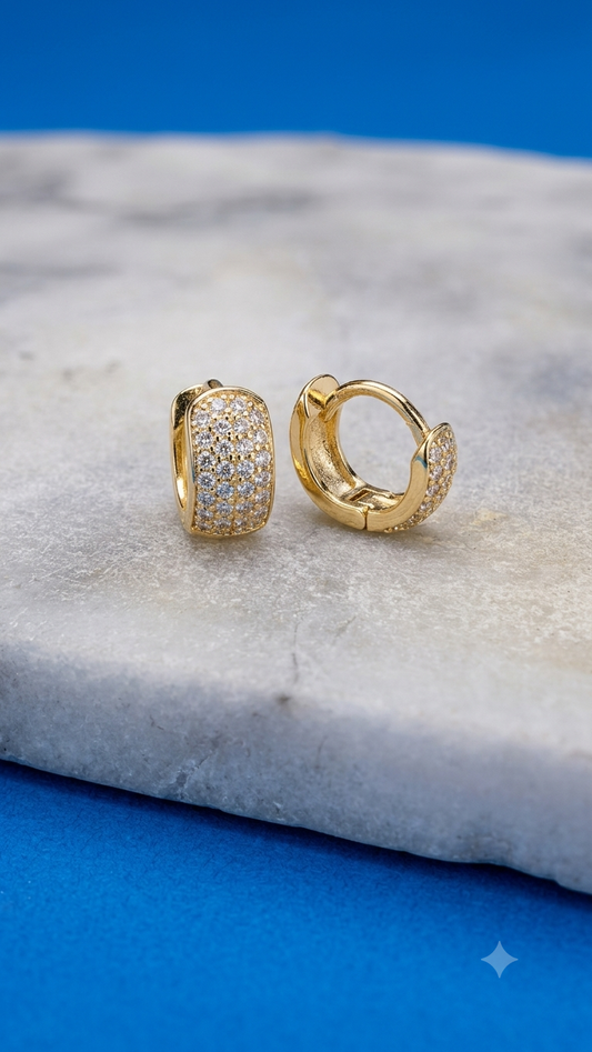 Gold plated sterling silver hoops earrings