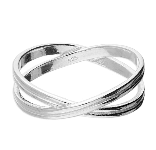 Crossover sterling silver ring