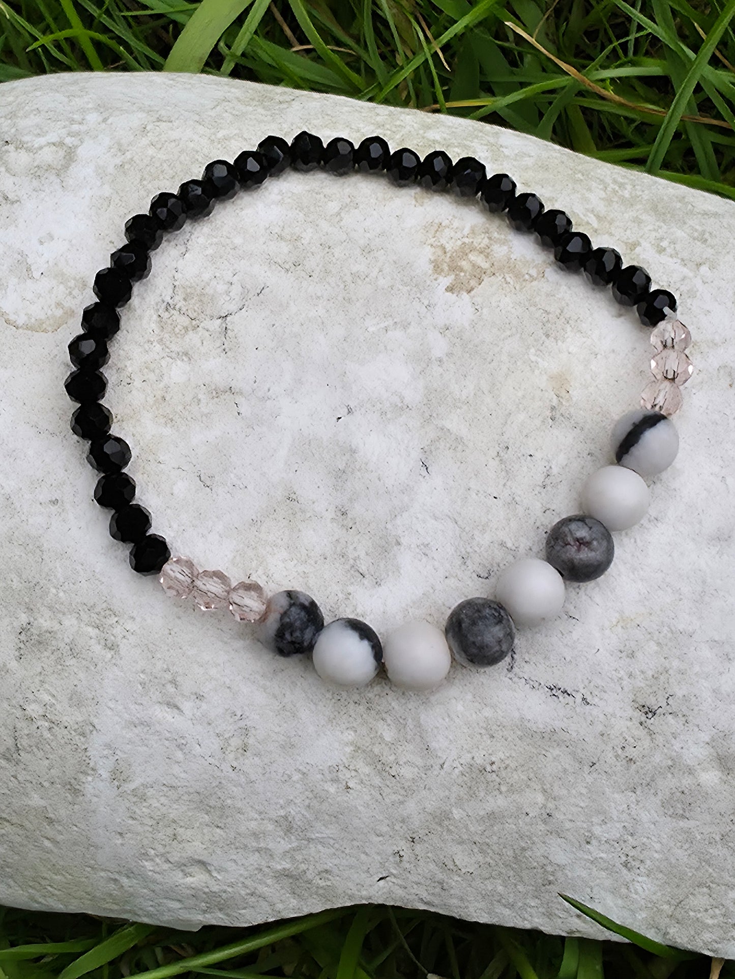 Pink zebra jasper and onyx