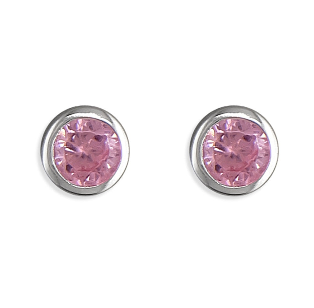 Rubover cubic zirconia stud