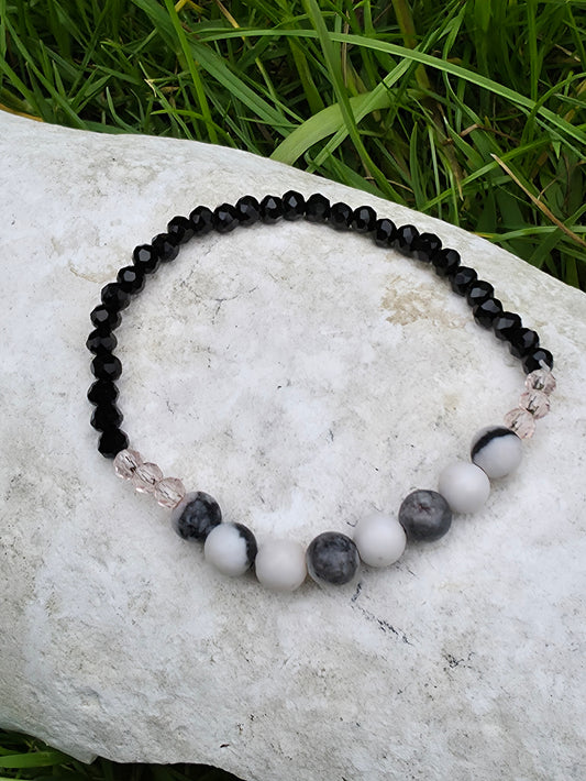 Pink zebra jasper and onyx
