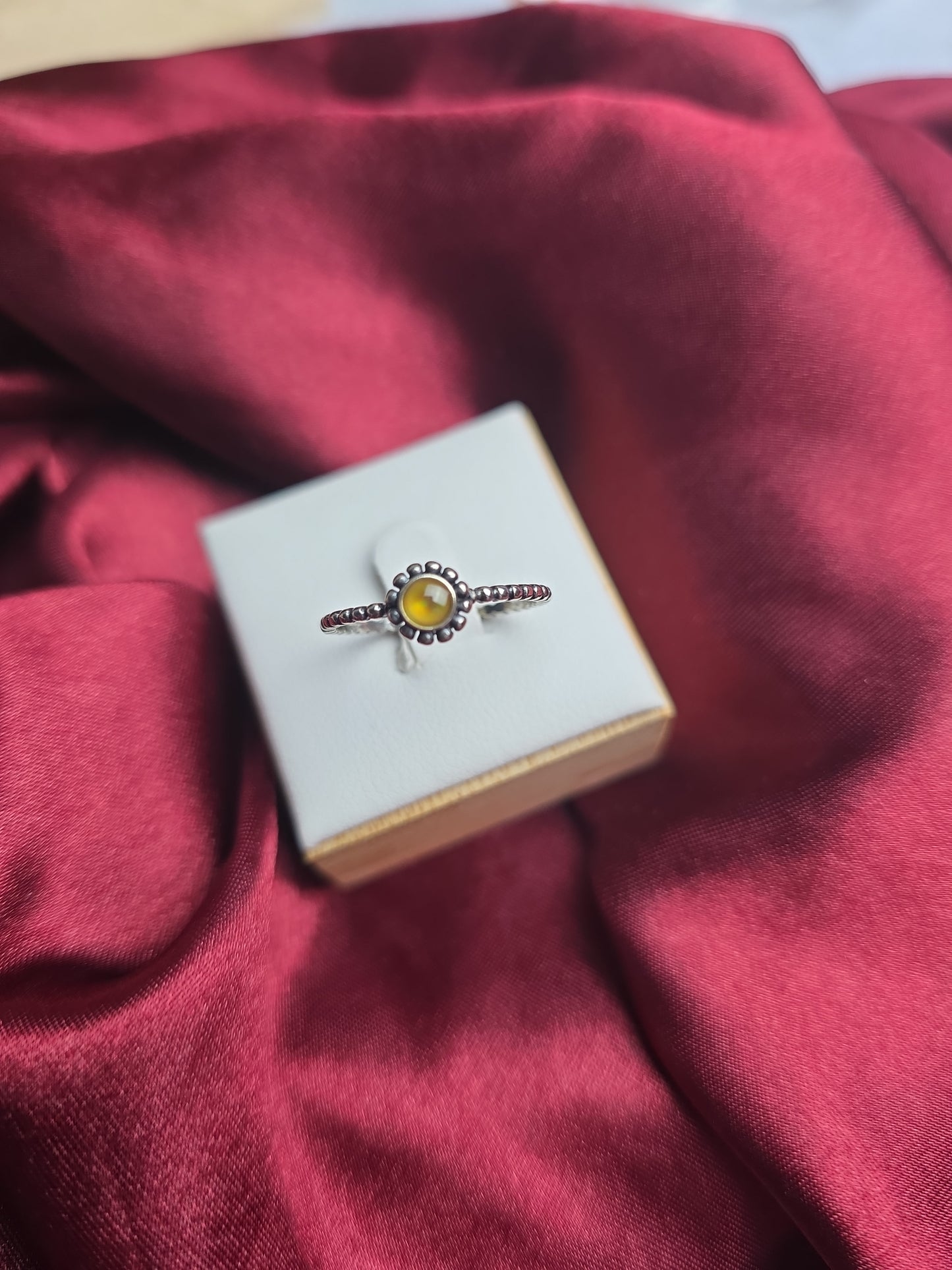 Dots mood stone sterling silver ring