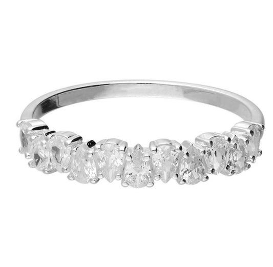 Pretty pear cubic zirconia half eternity
