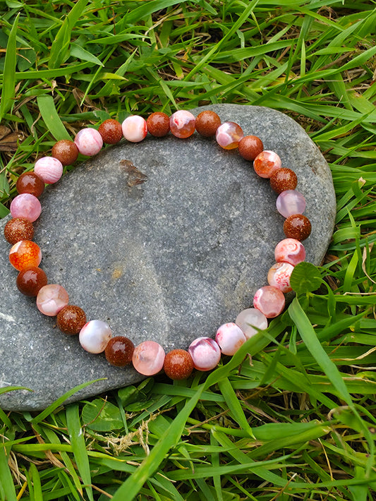 Sunstone and pink agate